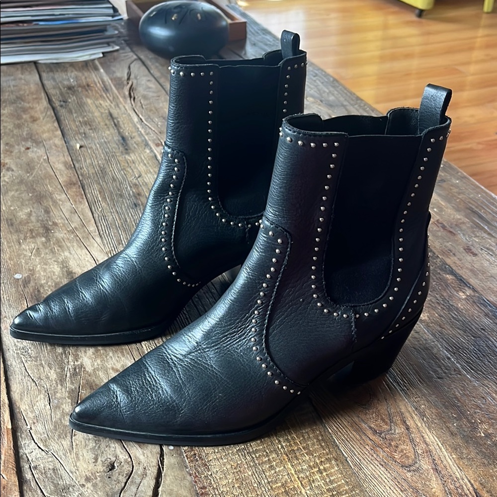 PAIGE Black Ankle Boots with Studded Detailing
